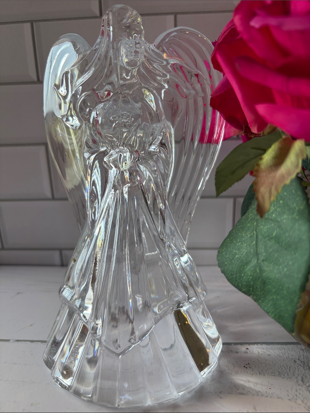 Clear Crystal Angel Figurine - Decorative Home Accent